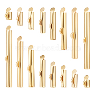 56Pcs 8 Style 304 Stainless Steel Slide On End Clasp Tubes, Slider End Caps, Real 18K Gold Plated, 6~40x5.5~6x4mm, Hole: 2~3.5x1mm, Inner Diameter: 3~3.5mm(STAS-BC0003-54)