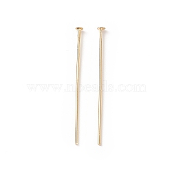 Brass Flat Head Pins, Cadmium Free & Lead Free, Real 14K Gold Plated, 25mm, Head: 1.7mm, Pin: 0.6mm, 22 Gauge(X-KK-WH0058-03B-G02)