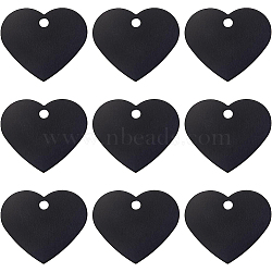 30Pcs Aluminum Pendants, Blank Tags, Heart, Black, 33x37.5x1mm, Hole: 3.5mm(ALUM-BC0001-64)