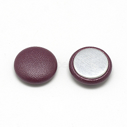 Imitation Leather Covered Cabochons, with Aluminum Bottom, Half Round/Dome, Brown, 20x6.5mm(X-WOVE-S084-05D)