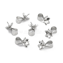 925 Sterling Silver Peg Bails, Snap on Bail with Peg Bails, Flower, Platinum, 7x7mm, Pin: 0.8mm(STER-Z001-020P)