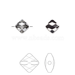 Austrian Crystal Beads, 5054, Crystal Passions, Faceted Mini Rhombus, 001 SINI_Crystal Silver Night, 8x8mm, Hole: 1mm(5054-8mm-001SINI(U))