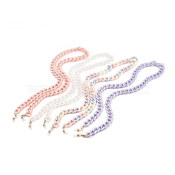Spray Painted Acrylic Curb Chain, EyeGlass Chains, with 304 Stainless Steel Lobster Claw Clasps and Glasses Rubber Loop Ends, Mixed Color, 26.38 inch(67cm)(AJEW-EH00384)