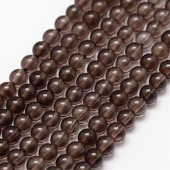 Natural Smoky Quartz Beads Strands, Round, 3mm, Hole: 0.5mm, about 125pcs/strand