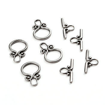 304 Stainless Steel Toggle Clasps, Stainless Steel Color, Ring: 22.5x15x2mm, Hole: 6mm, Inner Diameter: 6x3.5mm, Bar: 22x10x2mm, Hole: 5x4mm