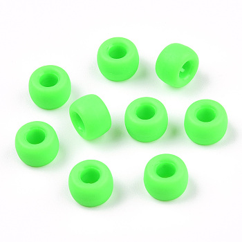 Opaque Plastic Beads, Frosted, Barrel, Lime, 9x6mm, Hole: 3.8mm, about 1900pcs/500g