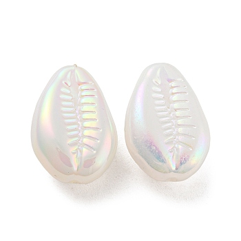 ABS Plastic Imitation Pearl Bead, Iridescence, Shell Shape, White, 18x13x8.5mm, Hole: 1.5mm
