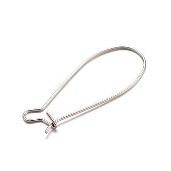 304 Stainless Steel Hoop Earrings, Stainless Steel Color, 22 Gauge, 33x13.5x0.6mm