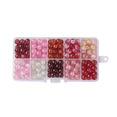 Perles de verre craquelé peintes à la bombe 10 couleurs(CCG-X0010-01-8mm)-5