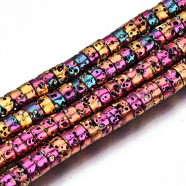 Electroplated Natural Lava Rock Beads Strands(G-T114-74)-2