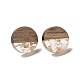 Resin & Walnut Wood Flat Round Stud Earrings with 304 Stainless Steel Pin for Women(EJEW-N017-010B-02)-1