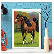 DIY Diamond Painting Stickers Kits For Kids, including Resin Rhinestone, Diamond Sticky Pen, Tray Plate, Glue Clay, Horse, 400x300x0.2mm, Resin Rhinestone: 2.5x1mm, 20 color, 1bag/color, 20bags(DIY-G115-04A)