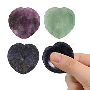 3Pcs 3 Styles Natural Gemstone Massager, Heart Worry Stone for Anxiety Therapy, Natural Sodalite & Green Aventurine & Amethyst Thumb Stone, 40x40x5~8mm, 1pc/style(MRMJ-GL0001-12)