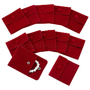 Square Velvet Jewelry Bags, with Snap Fastener, FireBrick, 7x7x0.95cm(TP-NB0001-41A-03)