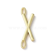 Rack Plating Brass Connector Charms, Cadmium Free & Lead Free, Long-Lasting Plated, Real 18K Gold Plated, Letter X, 22.5x7x1.5mm, Hole: 3x0.8mm(KK-P245-07G-X)