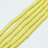 Handmade Polymer Clay Bead Strands, Heishi Beads, Disc/Flat Round, Champagne Yellow, 6x0.5~1mm, Hole: 2mm, about 320~447pcs/strand, 15.74 inch~16.92 inch(CLAY-T002-6mm-01)
