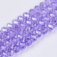 Baking Paint Glass Beads Strands, Pearl Luster Plated, Faceted, Rondelle, Lilac, 8x6mm, Hole: 1mm, about 69pcs/strand, 16.93 inch(43cm)(X-EGLA-Q120-B-A01)