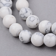 Synthetic Howlite Beads Strands, Round, Frosted, 4~4.5mm, Hole: 0.8mm, about 96pcs/strand, 15.5 inch(X-G-Q462-4mm-26-1)