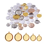 DIY Pendant Making Kits, Including 24Pcs 304 Stainless Steel Pendant Cabochon Settings and 50Pcs Transparent Glass Cabochons, Mixed Color, 15x12x2mm, Hole: 2mm(DIY-SZ0002-34)