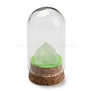 Natural Quartz Crystal Pyramid Display Decoration with Glass Dome Cloche Cover, Cork Base Bell Jar Ornaments for Home Decoration, 30x58.5~60mm(DJEW-B009-01A)