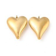 304 Stainless Steel Pendants, Heart Charm, Real 14K Gold Plated, 27x23x9mm, Hole: 1.6mm(STAS-L022-200G)