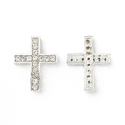 Alloy Rhinestone Beads, Grade A, Cross, Silver Color Plated, Crystal, 25x20x6mm, Hole: 1.5mm(RB-C1343-01S)