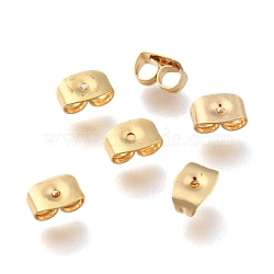 Brass Friction Ear Nuts, for Earring Making, Real 18K Gold Plated, 6x4x3mm, Hole: 0.8mm(KK-P001-32G)