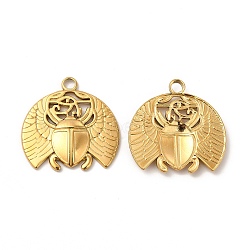 Ion Plating(IP) 304 Stainless Steel Pendants, Beetle Charm, Real 18K Gold Plated, 25.5x25.5x2mm, Hole: 3mm(X-STAS-A070-38G)