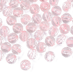 Transparent Acrylic Beads, Round, Faceted, Pink, 8mm, Hole: 1.6mm, about 1810pcs/500g(MACR-S373-133-T04)