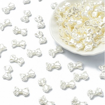ABS Plastic Imitation Pearl Beads, Ghost White, Butterfly, 9x15x3.5mm, Hole: 2mm