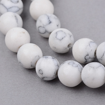 Synthetic Howlite Beads Strands, Round, Frosted, 4~4.5mm, Hole: 0.8mm, about 96pcs/strand, 15.5 inch