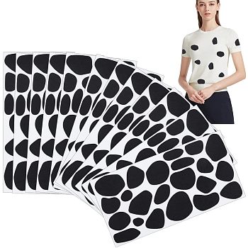 Felt Messy Dots Self-Adhesive Stickers, Cow Style Felt Pads for Halloween Costume DIY Projects Party Supplies, Black, 292x156x1mm, sticker: 22~58x19~61mm