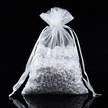 Acrylic Fibres Drawstring Gift Bags, for Jewelry & Baby Showers Packaging Wedding Favor Bag, Clear, 23~24x16~17x0.3cm