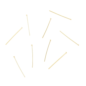 Brass Flat Head Pins, Long-Lasting Plated, Real 18K Gold Plated, 25x0.5mm, Head: 1mm
