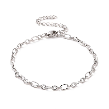304 Stainless Steel Figaro Chain Bracelet for Men Women, Stainless Steel Color, 6-7/8 inch(17.4cm)
