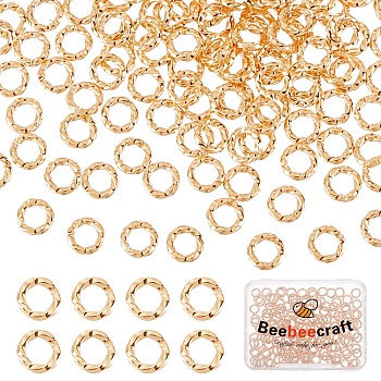 200Pcs Brass Open Jump Rings, Long-Lasting Plated, Twist Ring, Real 18K Gold Plated, 18 Gauge, 6x1mm, Inner Diameter: 4mm