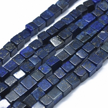 Natural Lapis Lazuli Beads Strands, Dyed, Cube, 3~4.5x3~4.5x3~5mm, Hole: 0.8~1mm, about 89~97pcs/strand, 15.1~15.5 inch(38.5~39.5cm)
