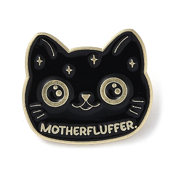 Black Cat Enamel Pins, Alloy Brooch for Backpack Clothes, 25x28.5x1.5mm