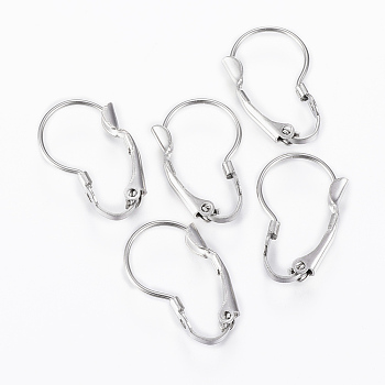 304 Stainless Steel Leverback Earring Findings, with Loop, Stainless Steel Color, 19.5x12x3mm, Hole: 1.2mm, Pin: 0.8mm