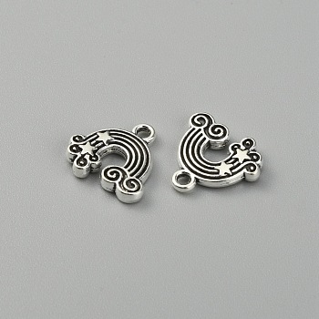 Tibetan Style Alloy Charms, Rainbow with Star, Antique Silver, 14x14.5x2.5mm, Hole: 1.5mm