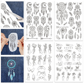 4 Sheets 11.6x8.2 Inch Stick and Stitch Embroidery Patterns, Non-woven Fabrics Water Soluble Embroidery Stabilizers, Palm, 297x210mmm