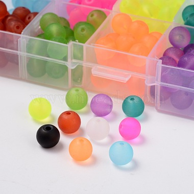 Perles de verre transparentes rondes givrées(GLAA-X0007-B)-2