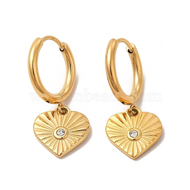 Crystal Rhinestone Heart Dangle Hoop Earring & Pendant Nacklace(SJEW-P002-02G)-2