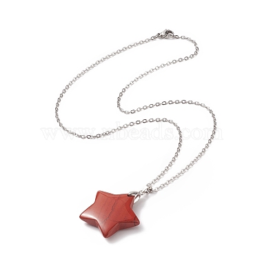 Natural Gemstone Star Pendants Necklace(NJEW-JN04197)-4