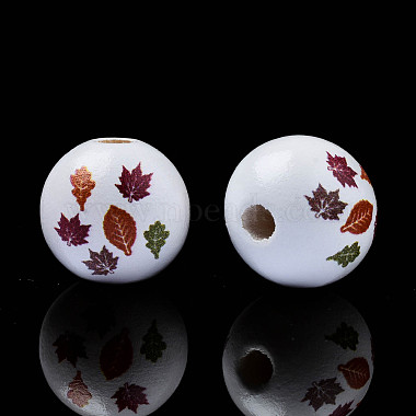 Perles en bois naturel imprimé halloween(WOOD-S057-089)-3