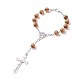 Prière religieuse bois de pin bracelet chapelet perlé(BJEW-O140-02P)-1