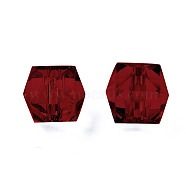 Transparent Acrylic Beads, Faceted, Cube, Dark Red, 8x8x7.5mm, Hole: 1.4mm, about 1730pcs/500g(TACR-Q259-8mm-V13)