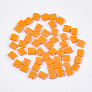 2-Hole Opaque Glass Seed Beads, Rectangle, Orange, 5x4.5~5.5x2~2.5mm, Hole: 0.5~0.8mm(SEED-S023-21C-01)
