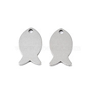 304 Stainless Steel Pendants, Fish, Stainless Steel Color, 16x9x1mm, Hole: 1.6mm(STAS-N095-101)