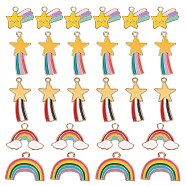 Nbeads 60Pcs 5 Style Alloy Enamel Pendants, Rainbow & Meteor & Shooting Star, Light Gold, Mixed Color, 12pcs/Style(ENAM-NB0001-41LG)